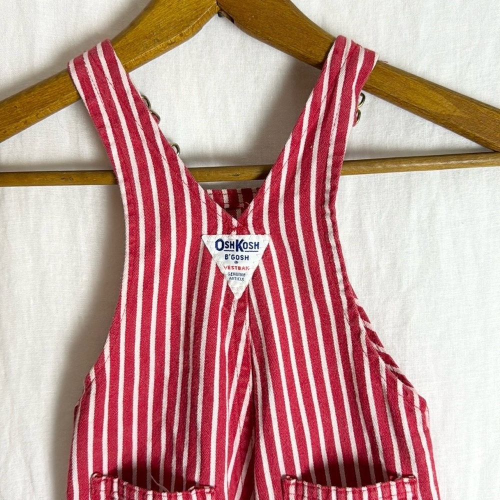 Vintage OshKosh B’Gosh Railroad Stripe Overall Patch Detail Size 18 Months - Picture 6 of 14